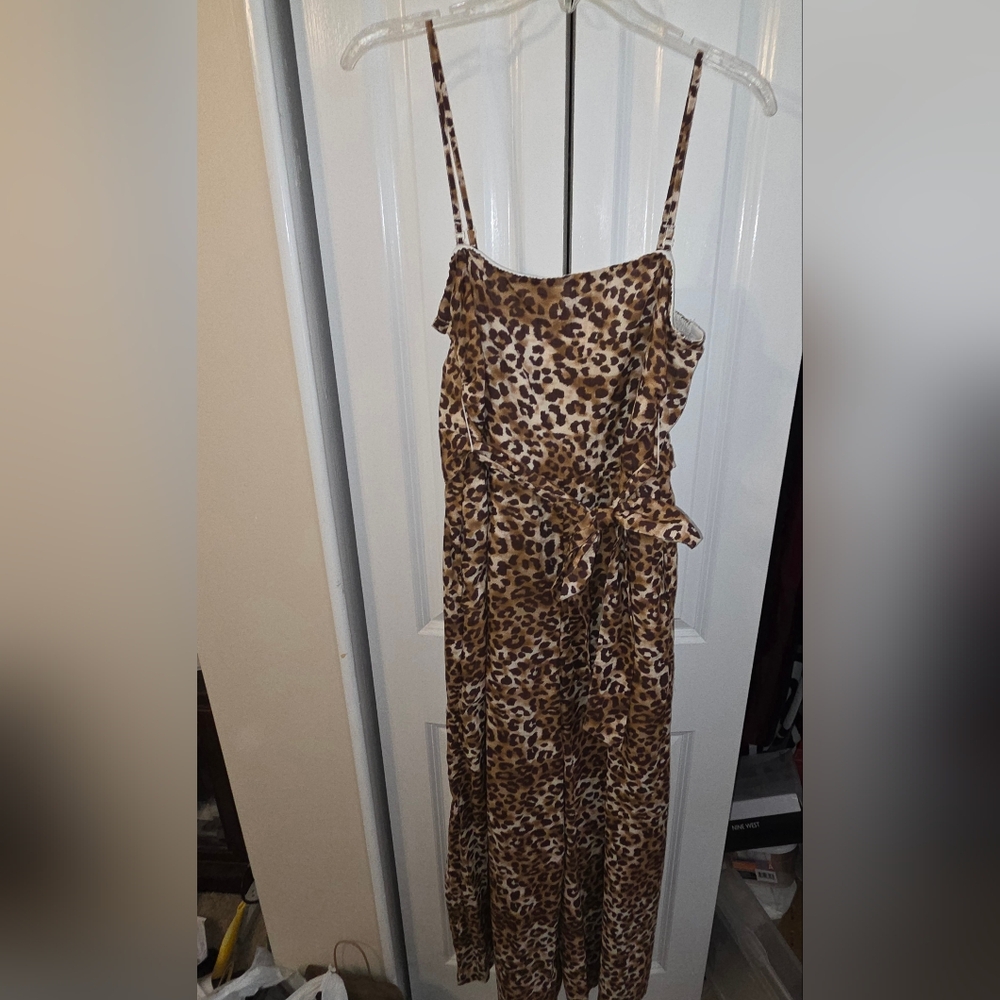 Leopard Tie Waist Jumpsuit